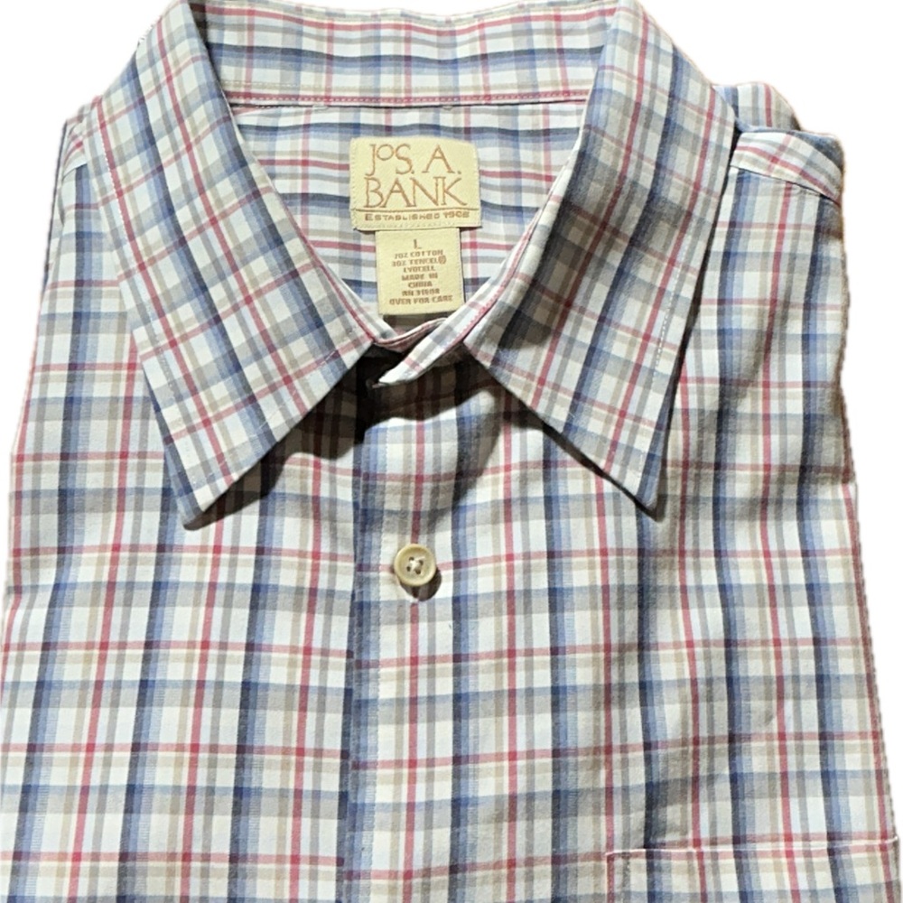 Jos. A. Bank ~ Men's Shirt ~ Sz. Large ~ Short Sleeve ~ Button Up - Cotton Blend